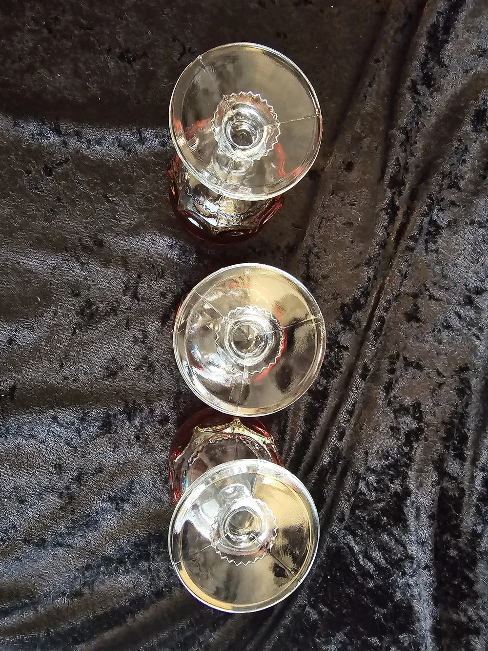 Vintage King's Crown Ruby Flash Cordial Glasses - Set of 6 - MCM Thumbprint